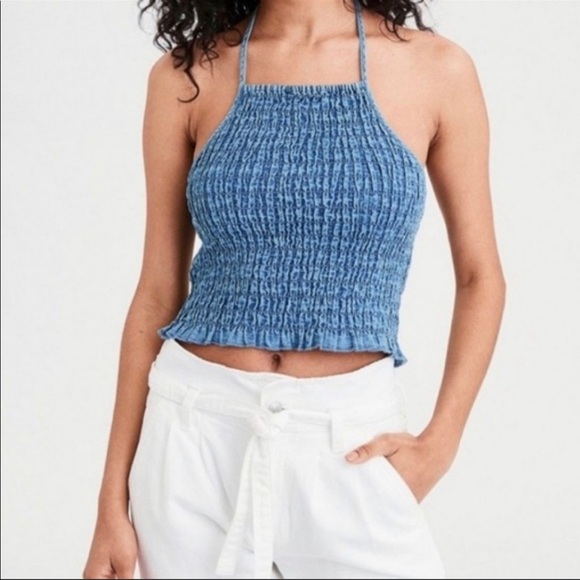 Navy blue American Eagle halter top